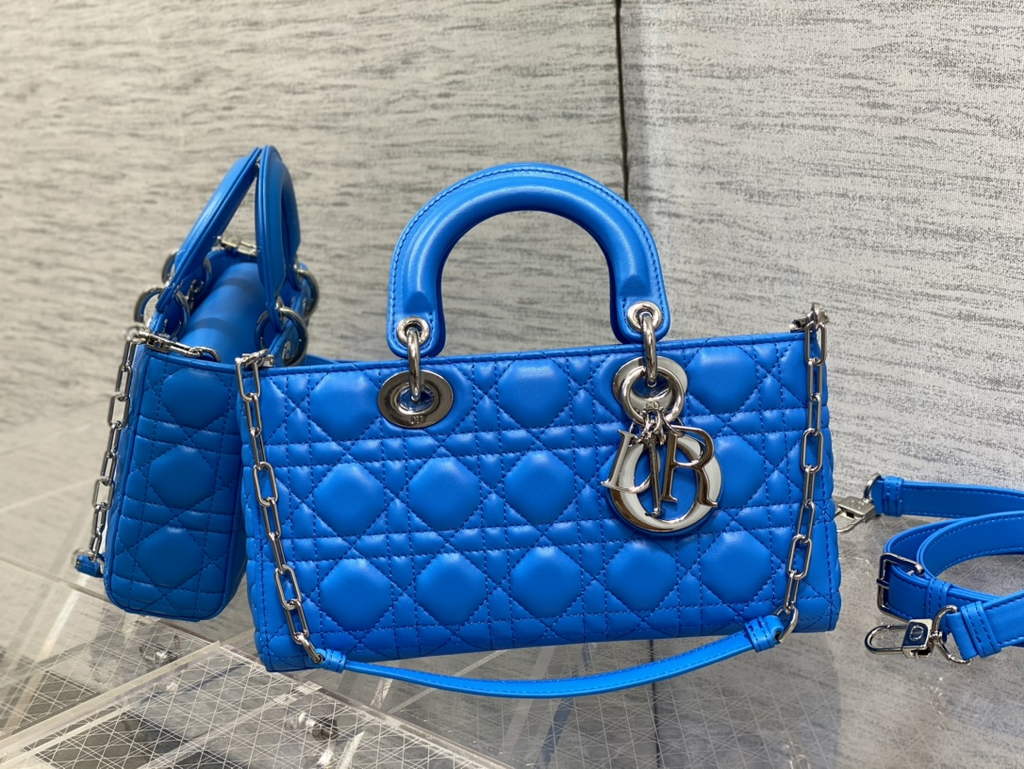 Dior M0540 Medium Lady D-Joy Bag Blue Cannage Lambskin - Default Title - View 2