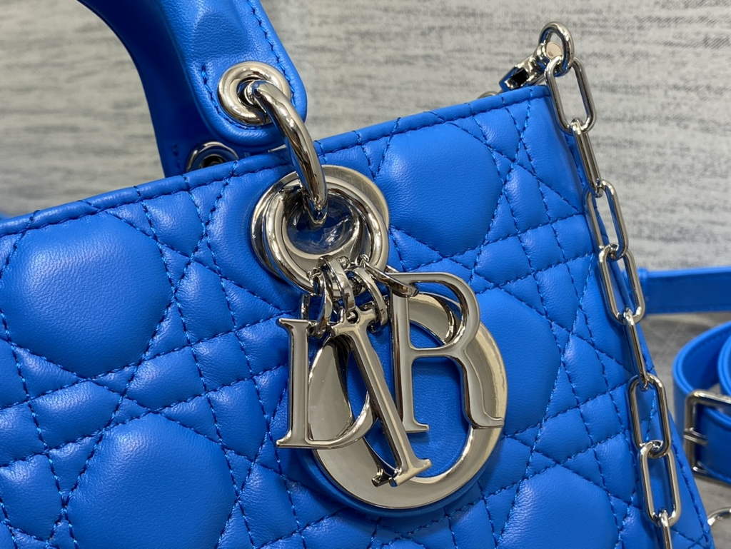 Dior M0540 Medium Lady D-Joy Bag Blue Cannage Lambskin