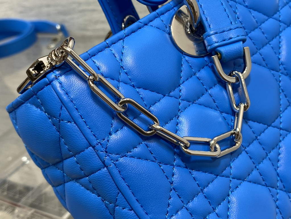 Dior M0540 Medium Lady D-Joy Bag Blue Cannage Lambskin