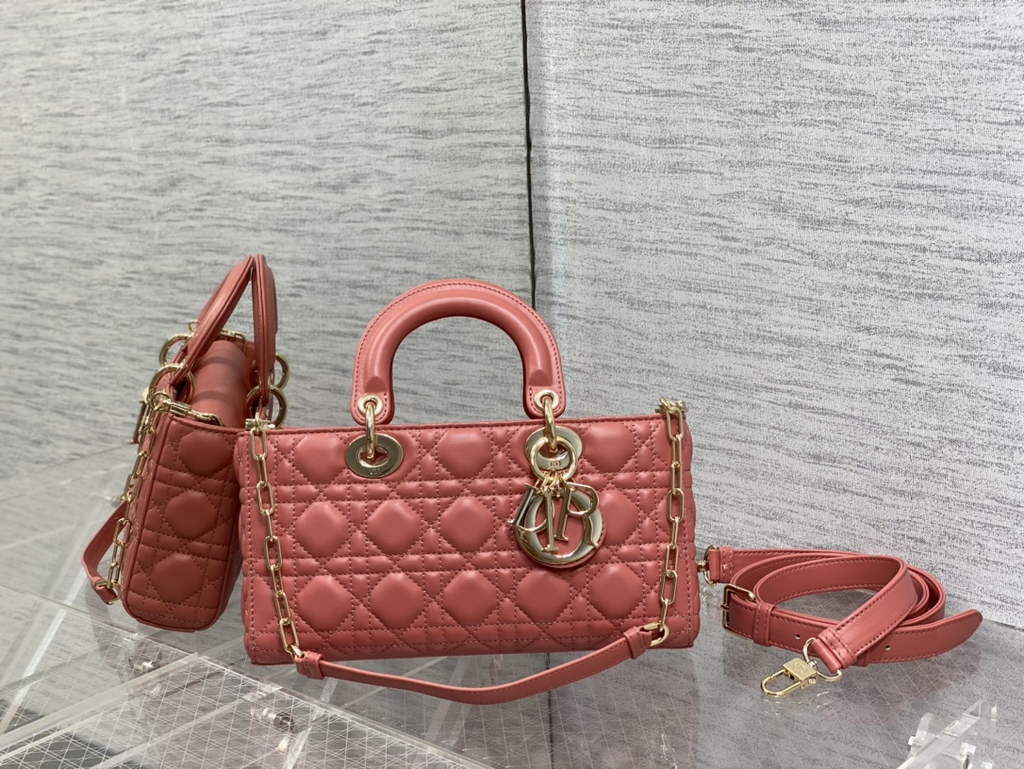 Dior M0540 Medium Lady D-Joy Bag Dark Pink Cannage Lambskin - Default Title - View 1
