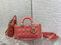 Dior M0540 Medium Lady D-Joy Bag Dark Pink Cannage Lambskin