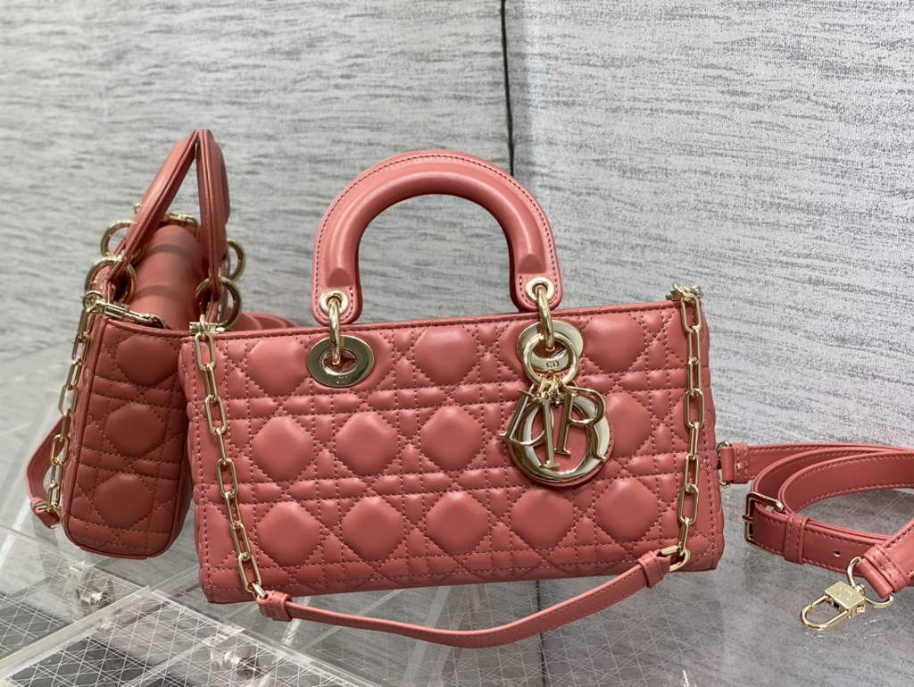 Dior M0540 Medium Lady D-Joy Bag Dark Pink Cannage Lambskin