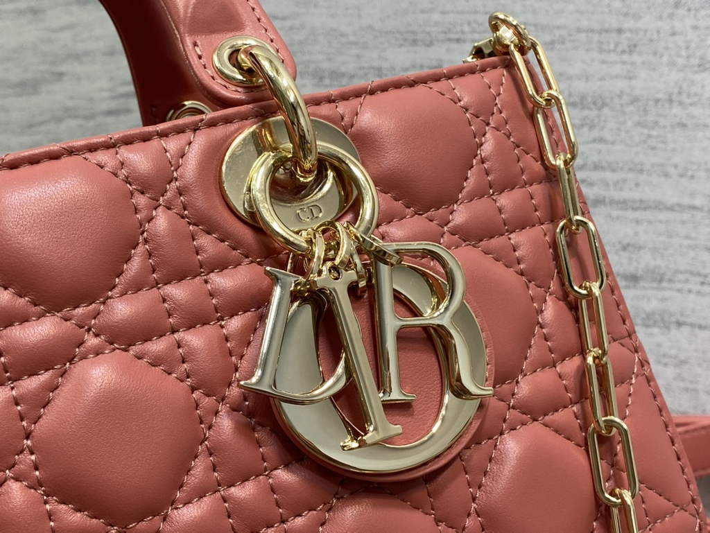 Dior M0540 Medium Lady D-Joy Bag Dark Pink Cannage Lambskin
