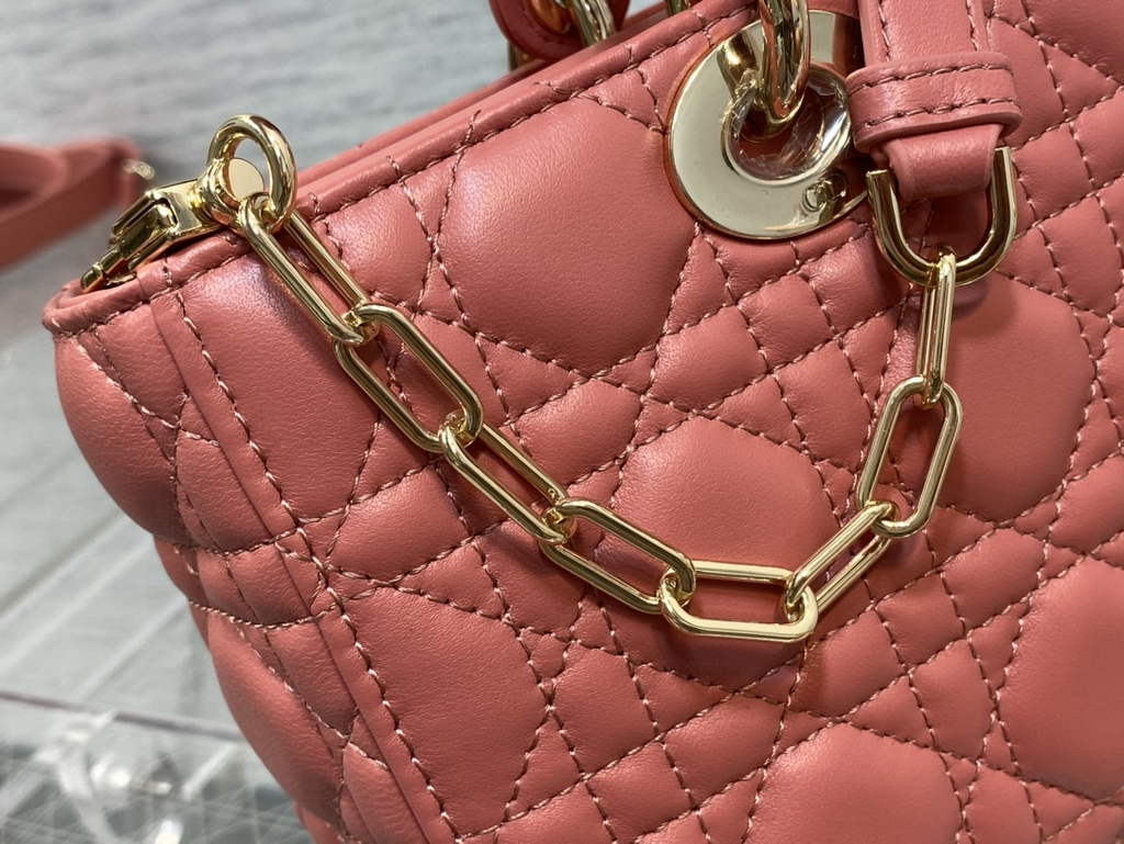 Dior M0540 Medium Lady D-Joy Bag Dark Pink Cannage Lambskin