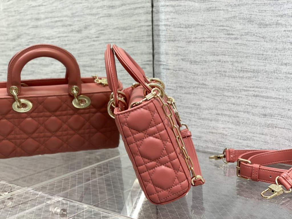 Dior M0540 Medium Lady D-Joy Bag Dark Pink Cannage Lambskin - Default Title - View 5