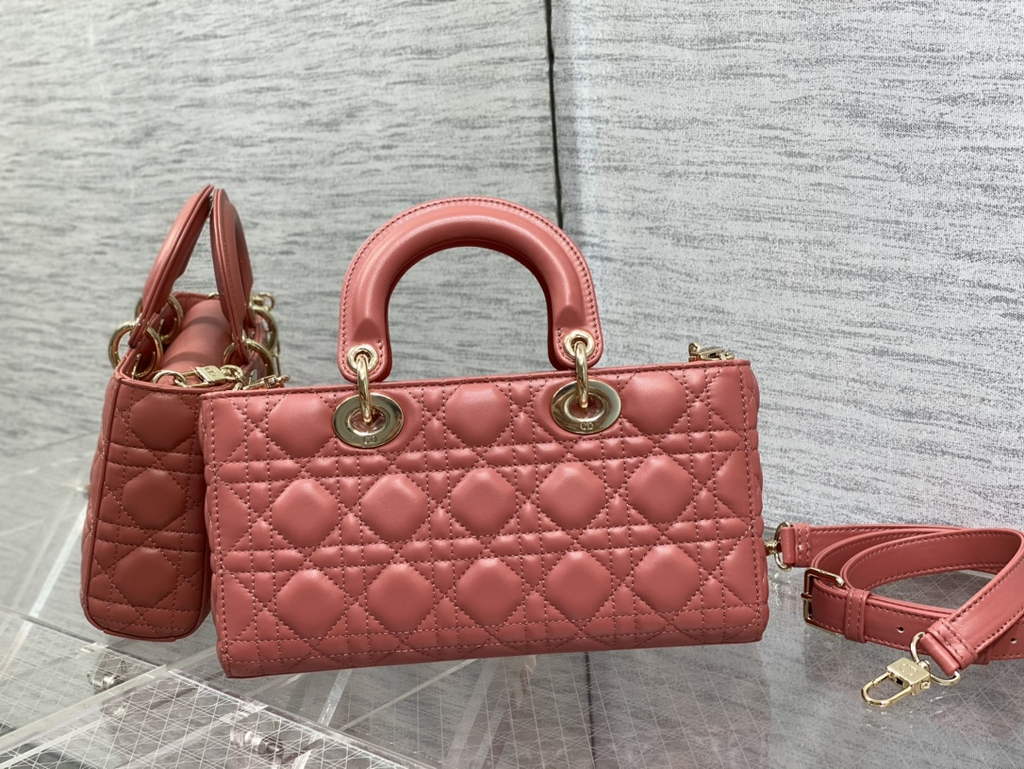Dior M0540 Medium Lady D-Joy Bag Dark Pink Cannage Lambskin
