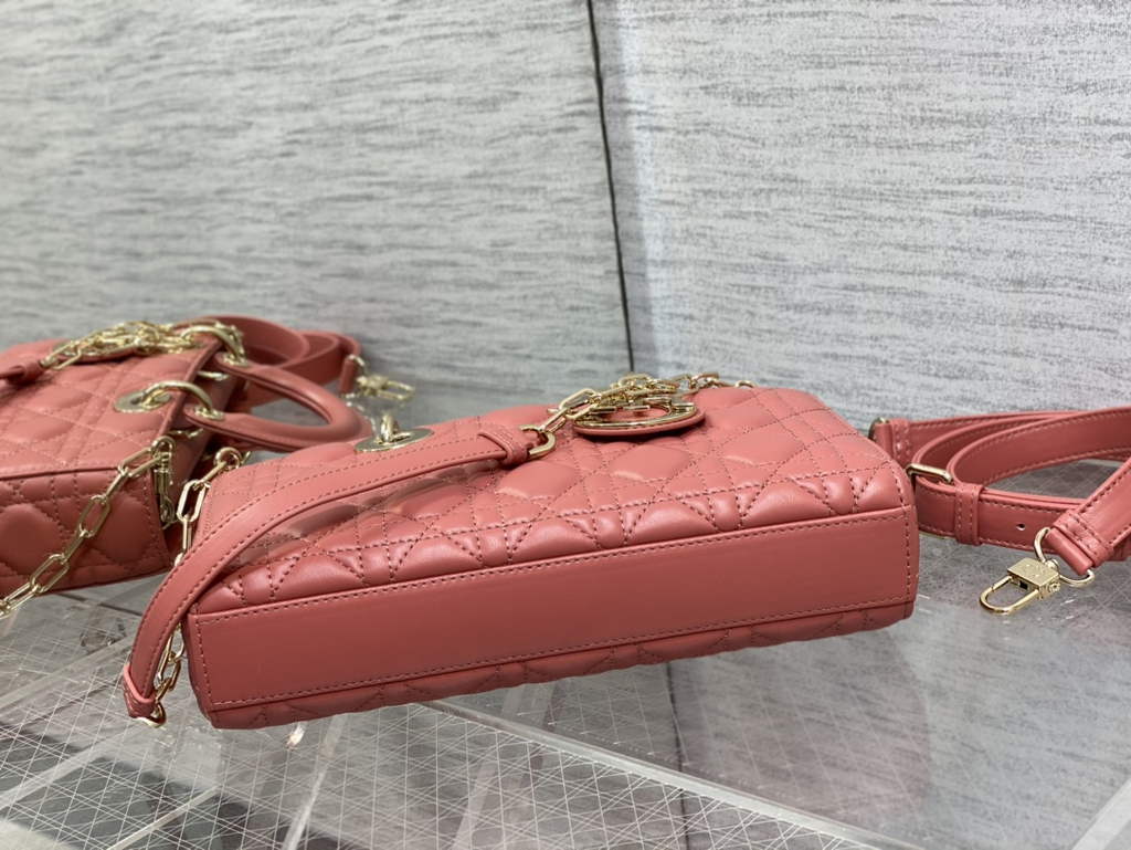 Dior M0540 Medium Lady D-Joy Bag Dark Pink Cannage Lambskin