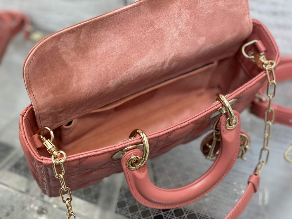 Dior M0540 Medium Lady D-Joy Bag Dark Pink Cannage Lambskin - Default Title - View 8