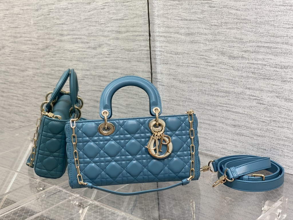 Dior M0540 Medium Lady D-Joy Bag Blue Green Cannage Lambskin - Default Title - View 1