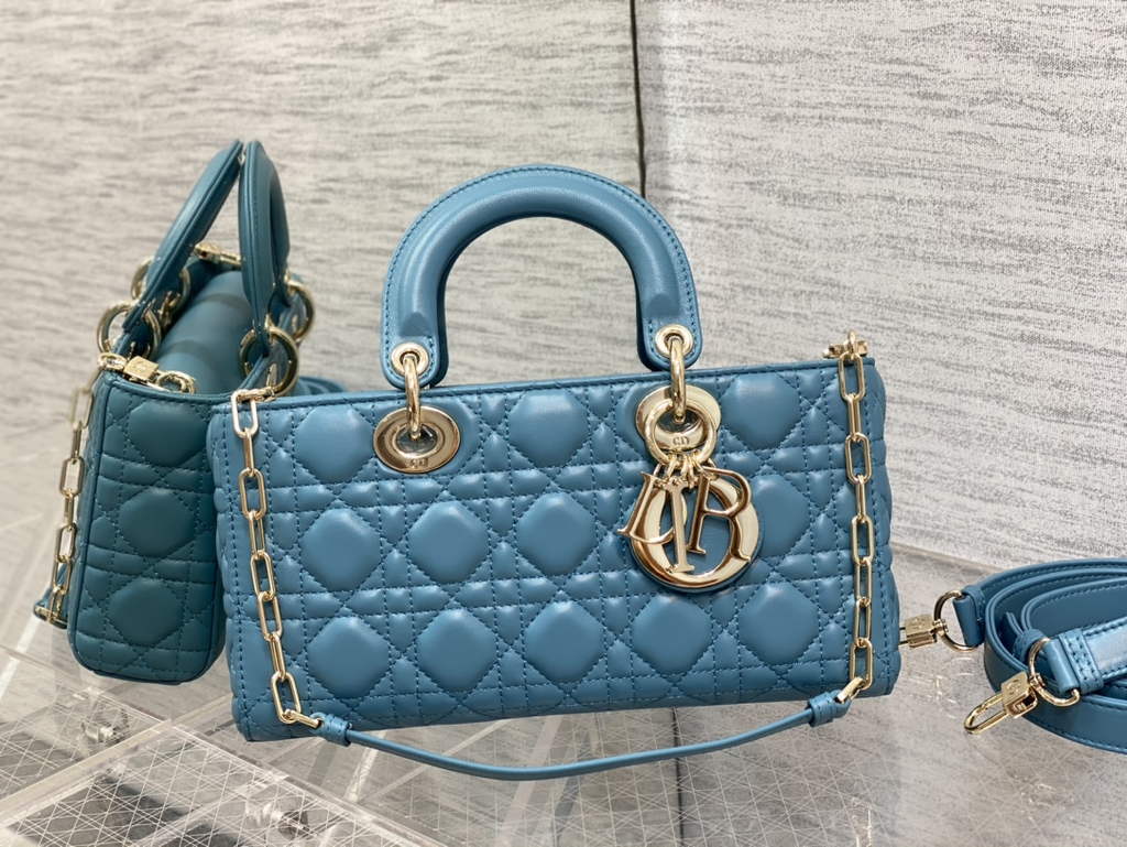 Dior M0540 Medium Lady D-Joy Bag Blue Green Cannage Lambskin - Default Title - View 2