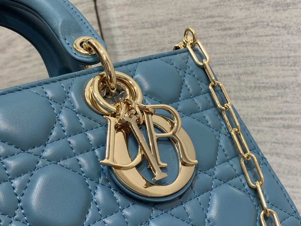 Dior M0540 Medium Lady D-Joy Bag Blue Green Cannage Lambskin - Default Title - View 3