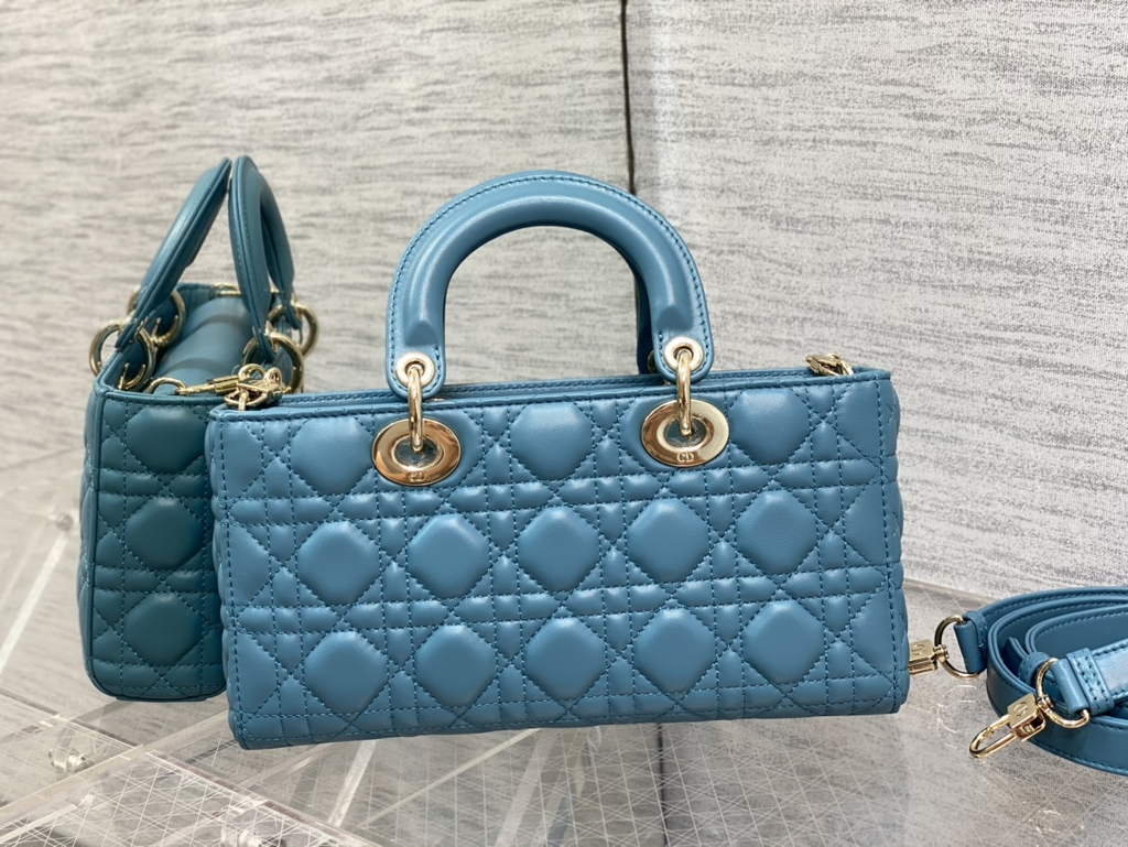 Dior M0540 Medium Lady D-Joy Bag Blue Green Cannage Lambskin - Default Title - View 6