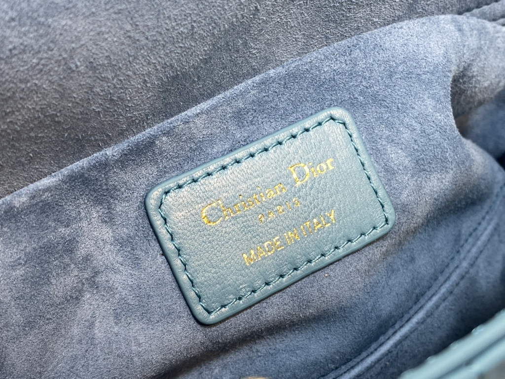 Dior M0540 Medium Lady D-Joy Bag Blue Green Cannage Lambskin