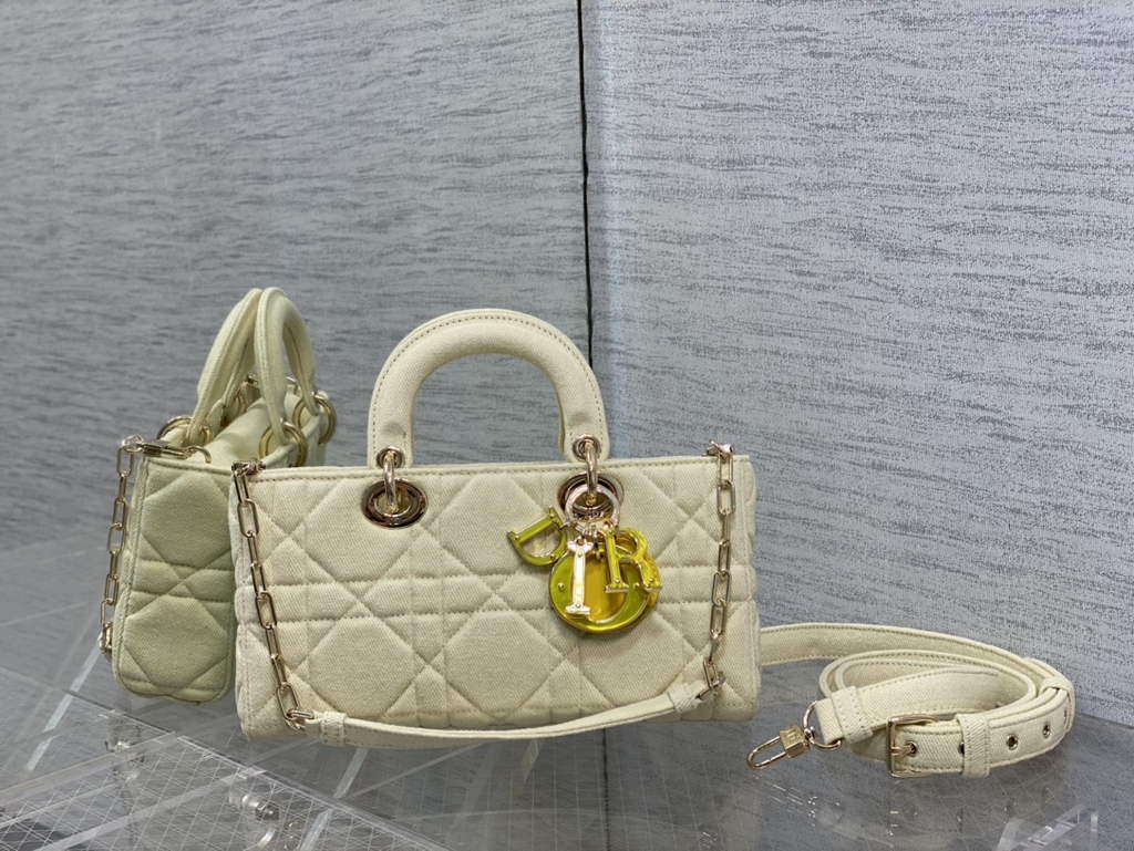Dior M0540 Medium Lady D-Joy Bag Beige Cannage Raffia