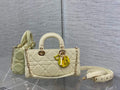 Dior M0540 Medium Lady D-Joy Bag Beige Cannage Raffia