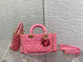 Dior M0540 Medium Lady D-Joy Bag Pink Cannage Raffia