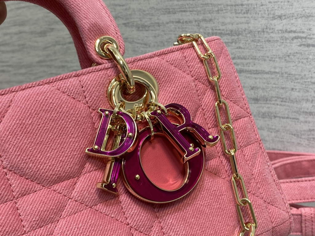 Dior M0540 Medium Lady D-Joy Bag Pink Cannage Raffia