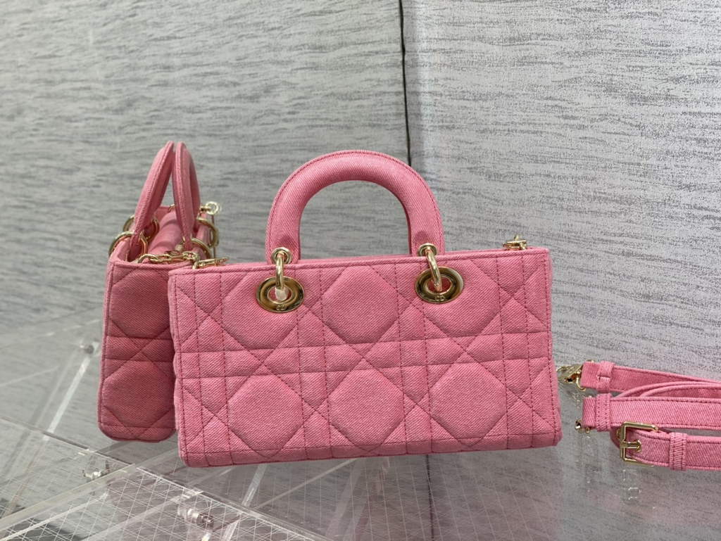 Dior M0540 Medium Lady D-Joy Bag Pink Cannage Raffia