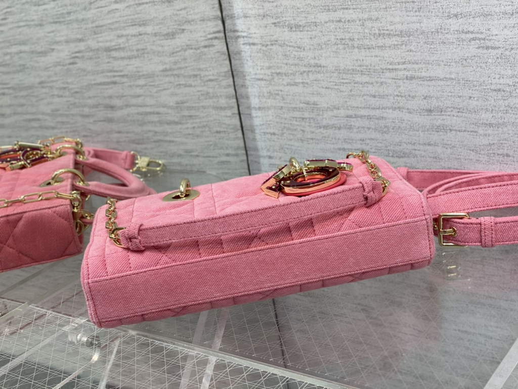 Dior M0540 Medium Lady D-Joy Bag Pink Cannage Raffia - Default Title - View 7