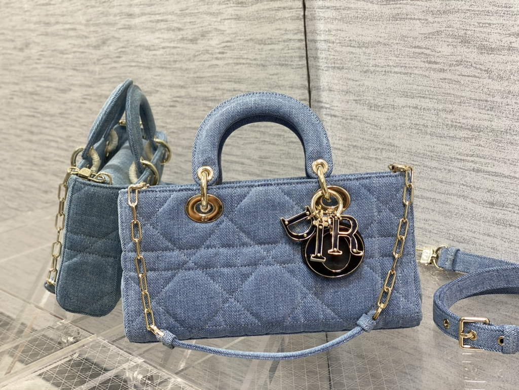 Dior M0540 Medium Lady D-Joy Bag Blue Cannage Raffia - Default Title - View 2