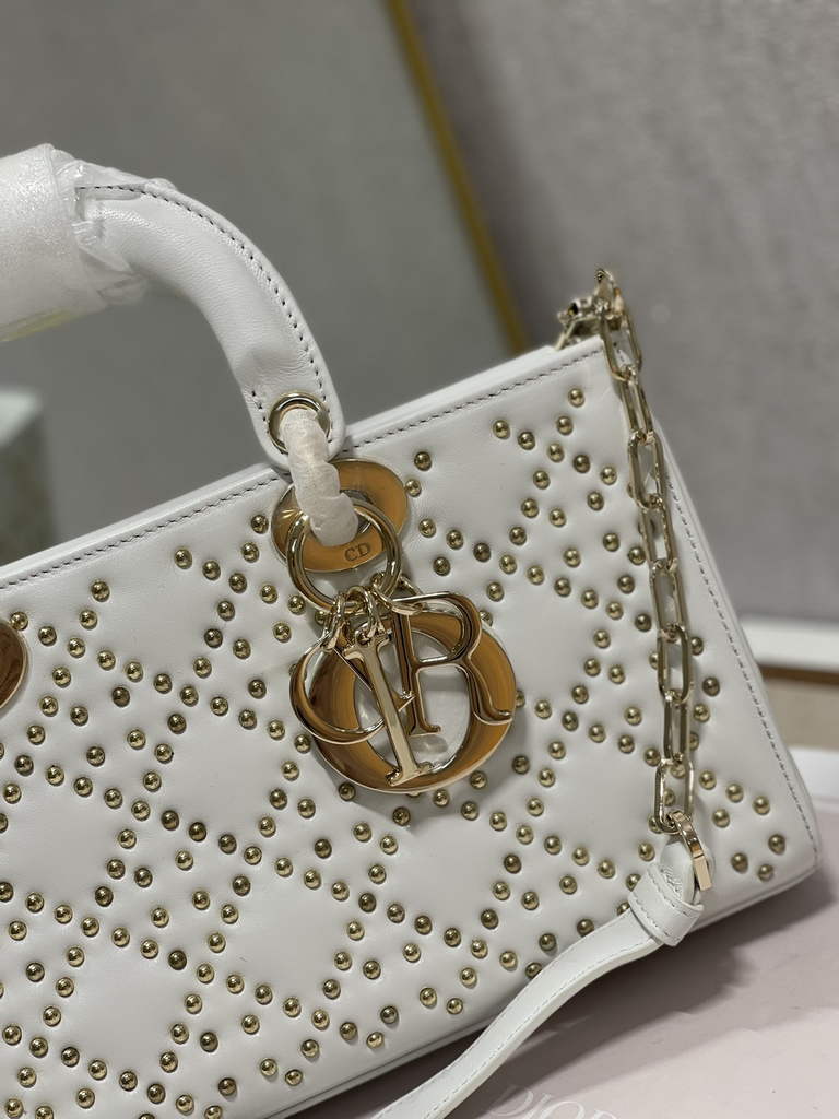 Dior M0540 Medium Lady D-Joy Bag Beige Cannage Studded Lambskin - Default Title - View 4