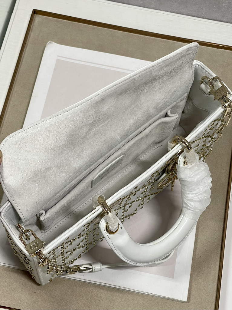 Dior M0540 Medium Lady D-Joy Bag Beige Cannage Studded Lambskin - Default Title - View 8