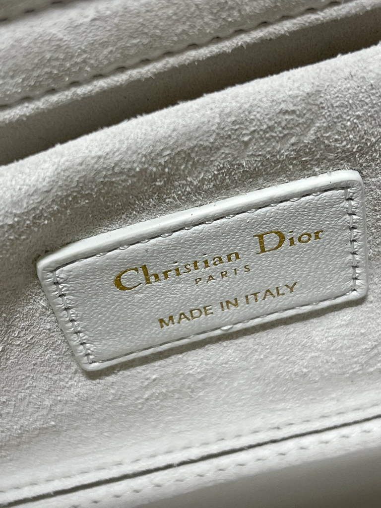 Dior M0540 Medium Lady D-Joy Bag Beige Cannage Studded Lambskin