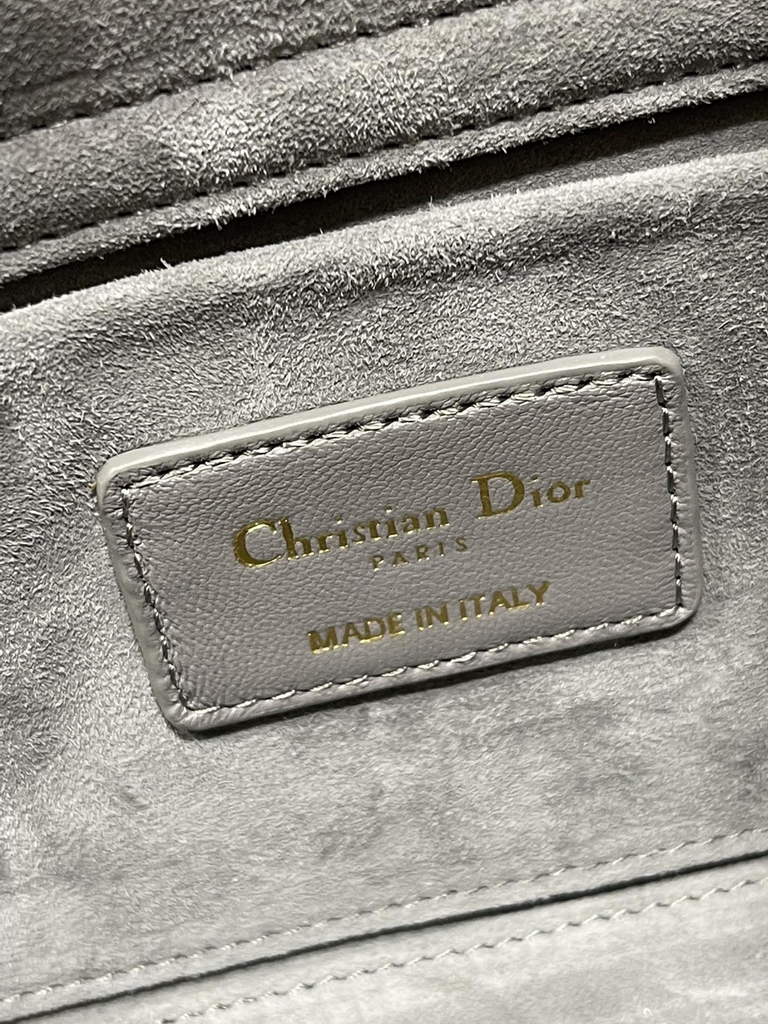 Dior M0540 Medium Lady D-Joy Bag Gray Cannage Studded Lambskin