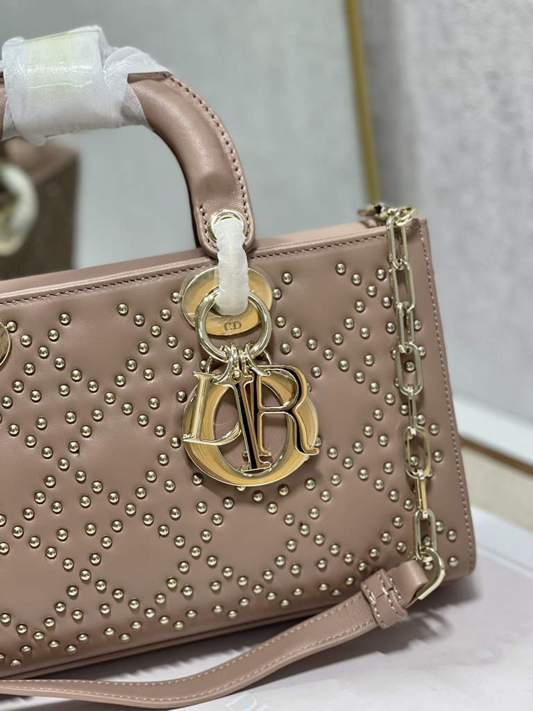 Dior M0540 Medium Lady D-Joy Bag Pink Cannage Studded Lambskin - Default Title - View 4