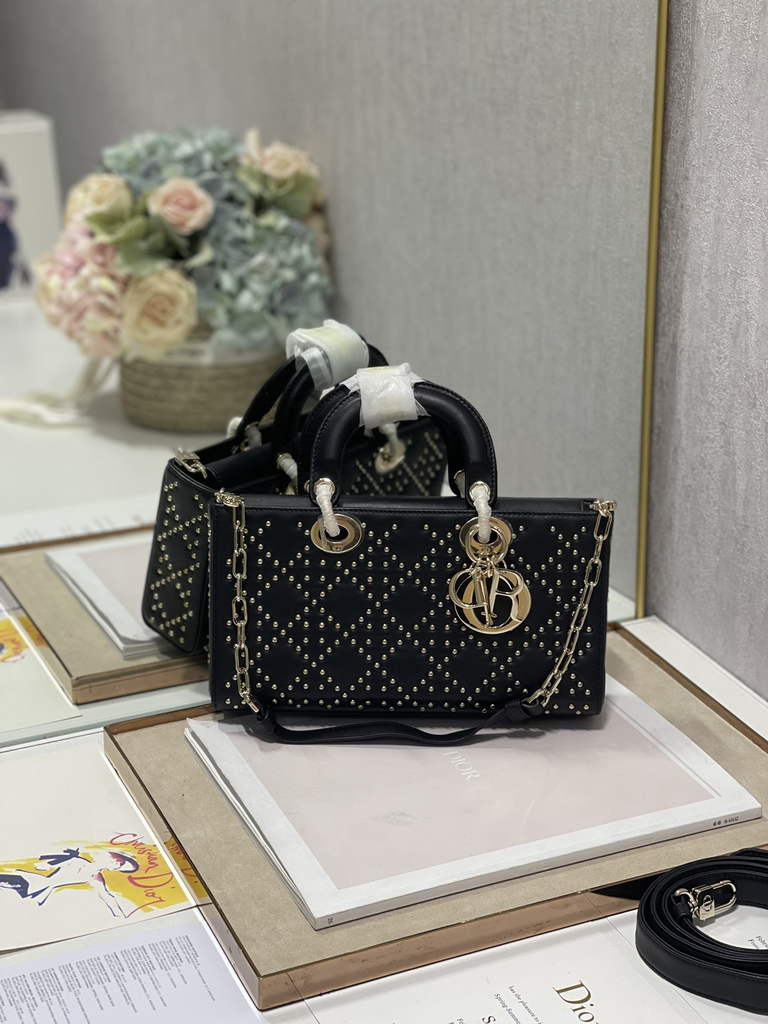 Dior M0540 Medium Lady D-Joy Bag Black Cannage Studded Lambskin - Default Title - View 2