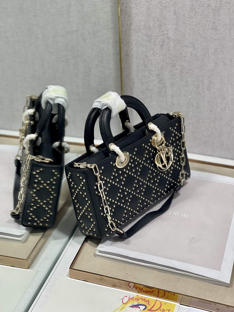 Dior M0540 Medium Lady D-Joy Bag Black Cannage Studded Lambskin - Default Title - View 4