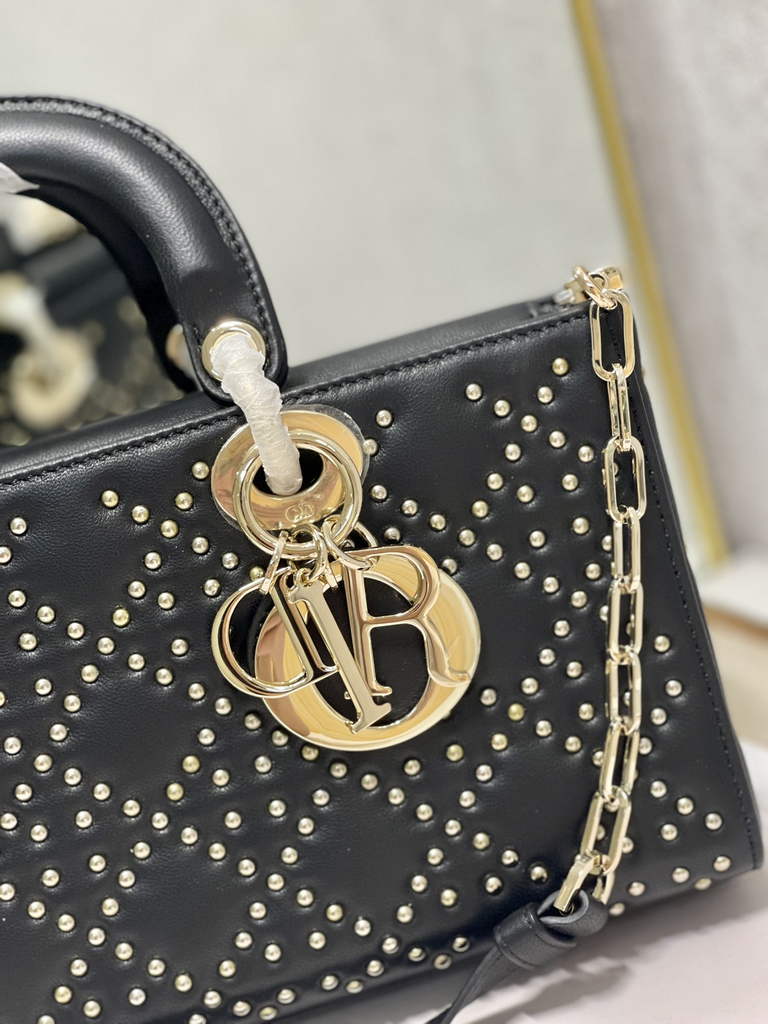 Dior M0540 Medium Lady D-Joy Bag Black Cannage Studded Lambskin - Default Title - View 5