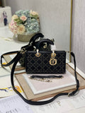 Dior M0540 Medium Lady D-Joy Bag Black Cannage Studded Lambskin