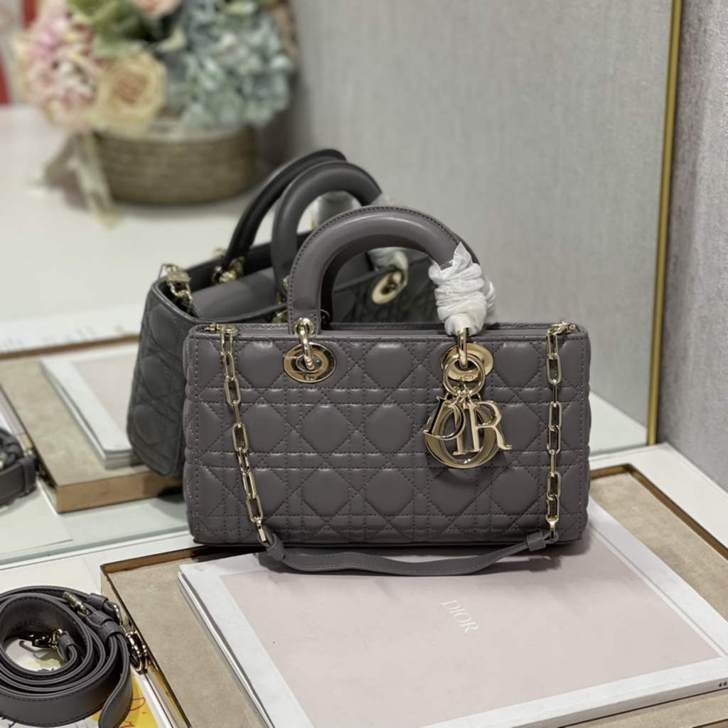 Dior M0540 Medium Lady D-Joy Bag Gray Cannage Lambskin