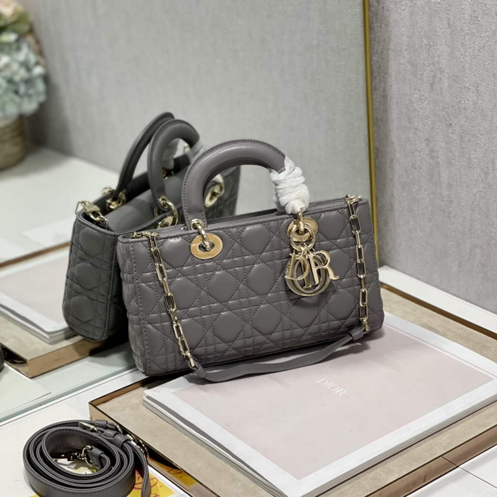Dior M0540 Medium Lady D-Joy Bag Gray Cannage Lambskin - Default Title - View 2