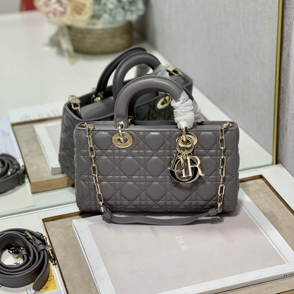 Dior M0540 Medium Lady D-Joy Bag Gray Cannage Lambskin