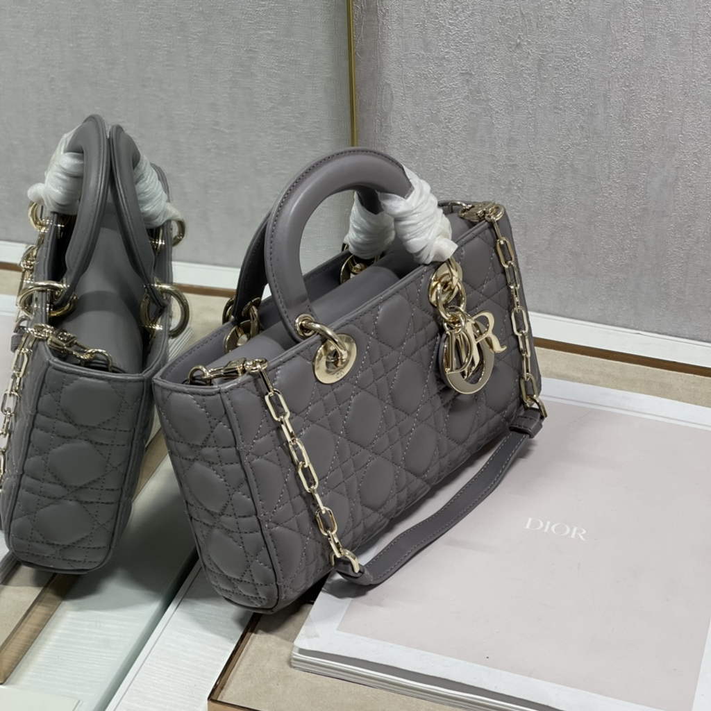 Dior M0540 Medium Lady D-Joy Bag Gray Cannage Lambskin - Default Title - View 4