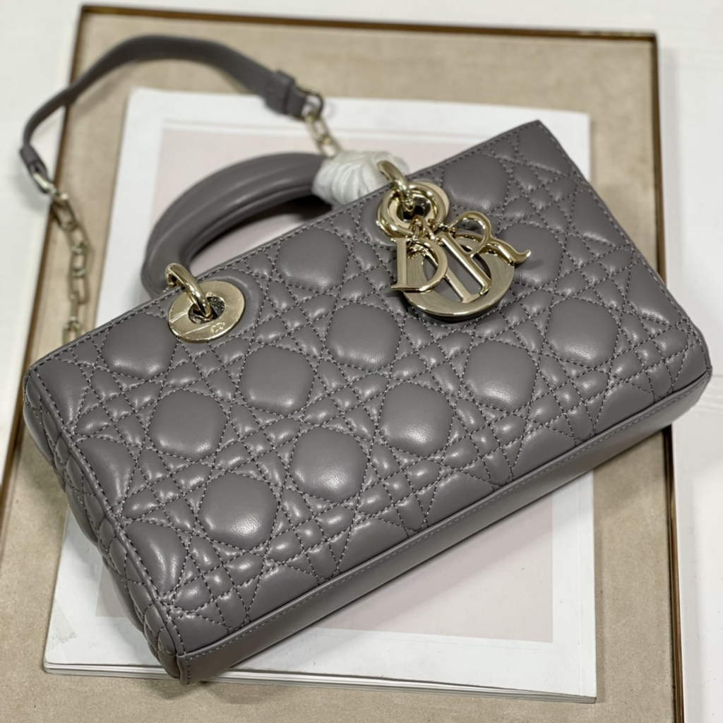 Dior M0540 Medium Lady D-Joy Bag Gray Cannage Lambskin
