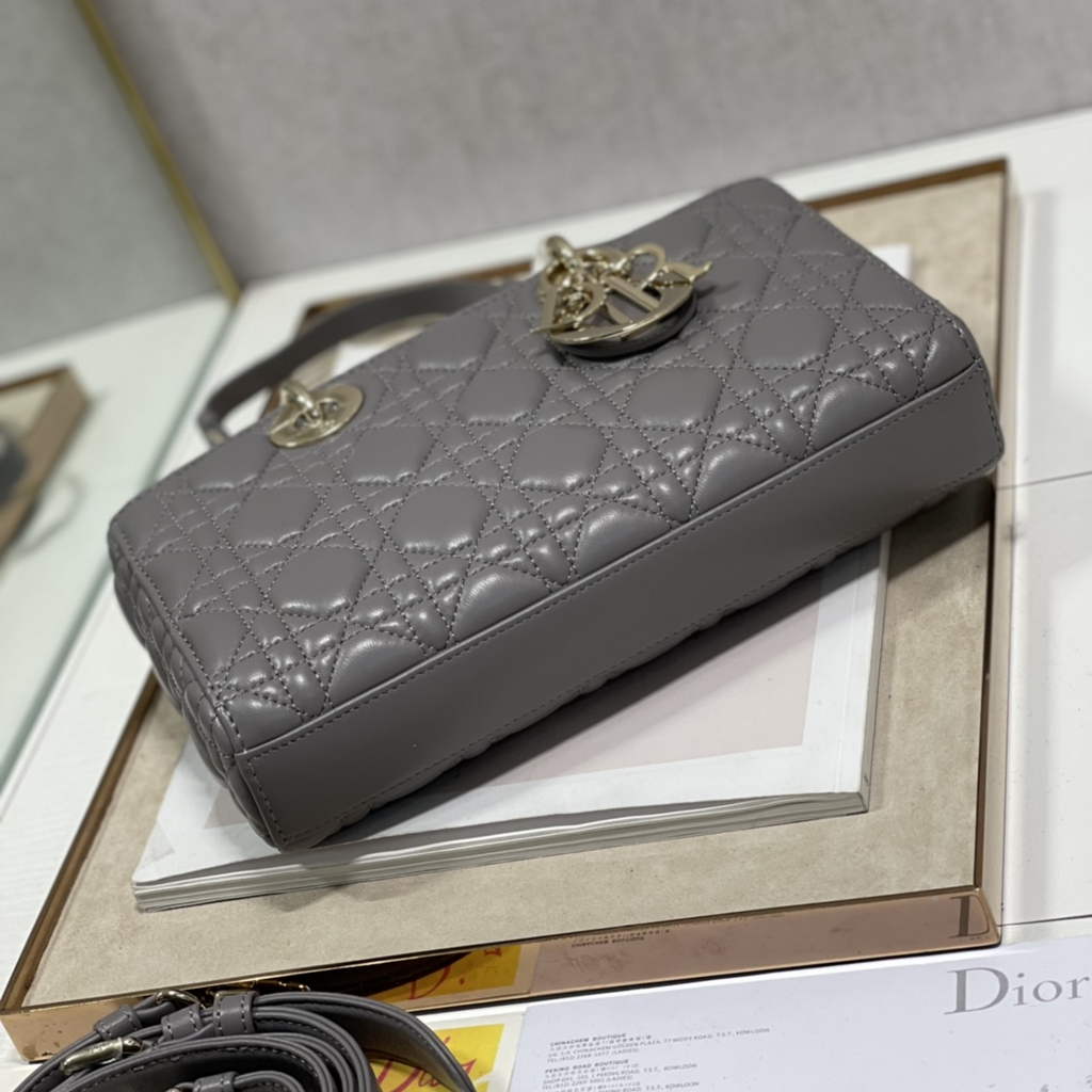 Dior M0540 Medium Lady D-Joy Bag Gray Cannage Lambskin