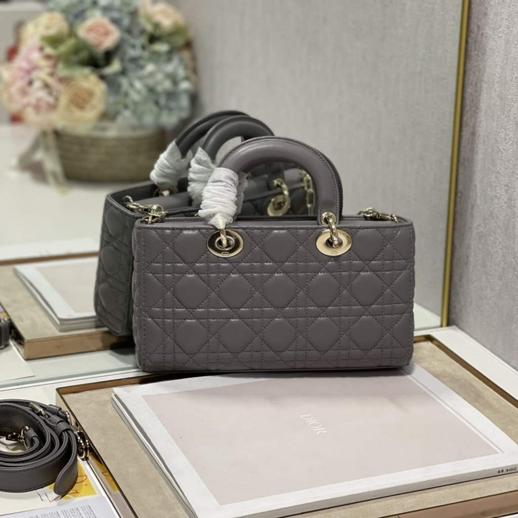 Dior M0540 Medium Lady D-Joy Bag Gray Cannage Lambskin