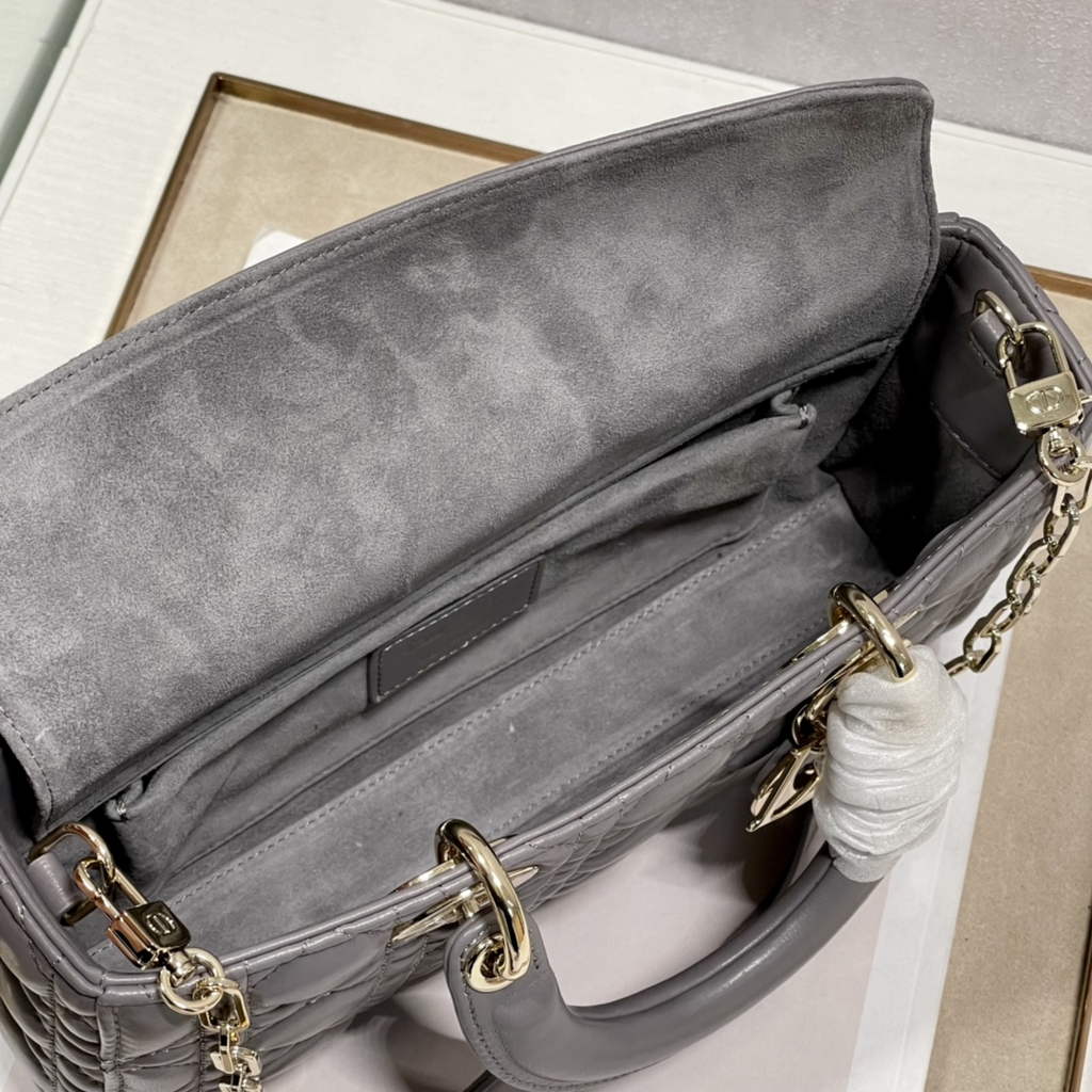 Dior M0540 Medium Lady D-Joy Bag Gray Cannage Lambskin