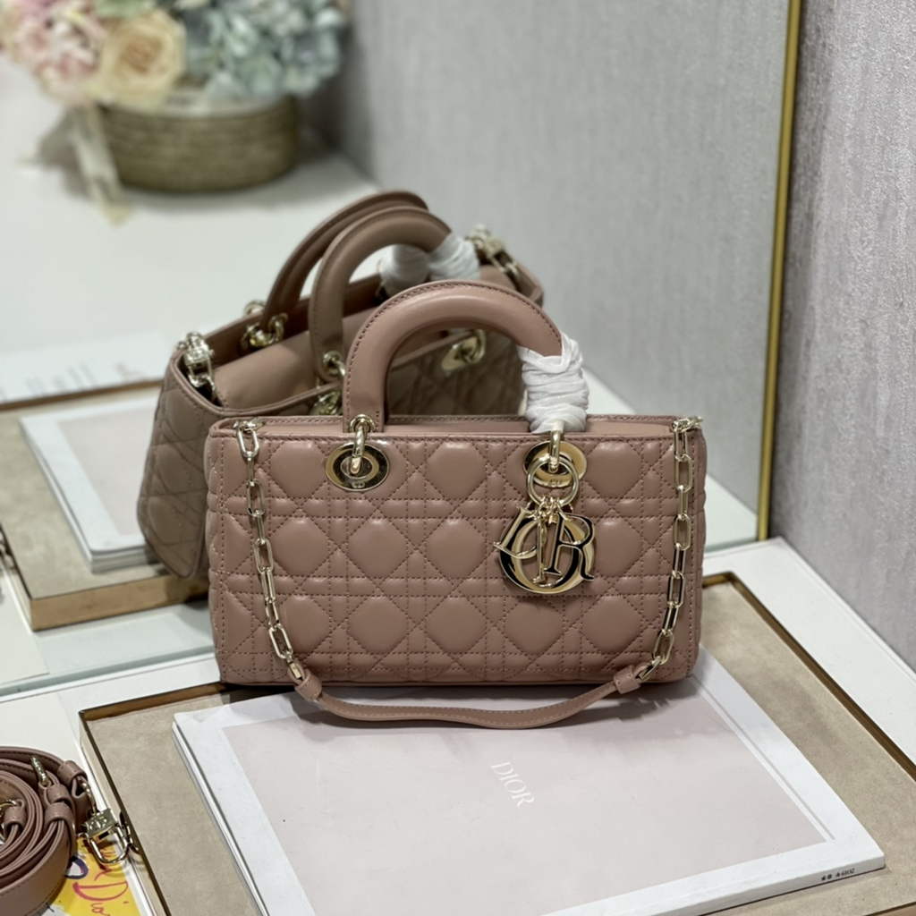 Dior M0540 Medium Lady D-Joy Bag Light Pink Cannage Lambskin