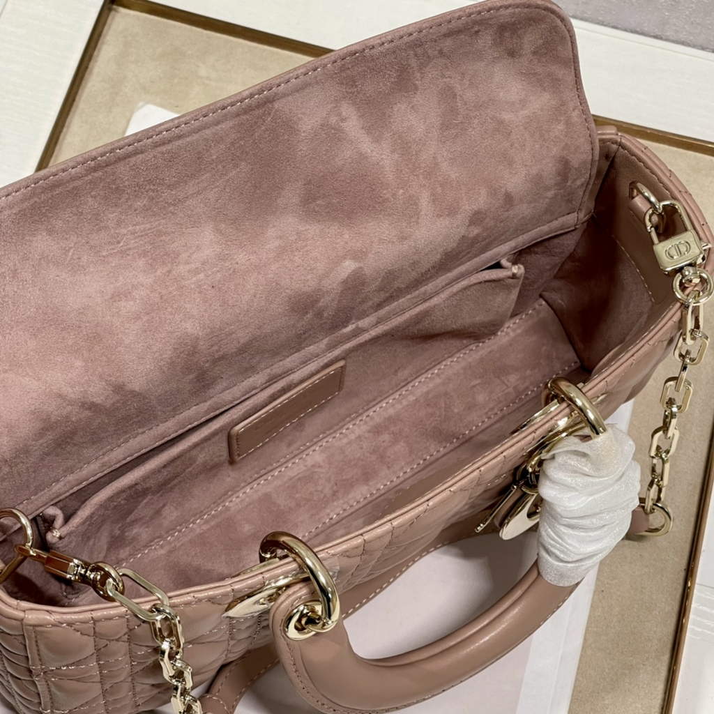 Dior M0540 Medium Lady D-Joy Bag Light Pink Cannage Lambskin