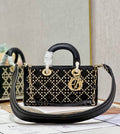 Dior M0540 Medium Lady D-Joy Bag Black Lucky Star Cannage Lambskin