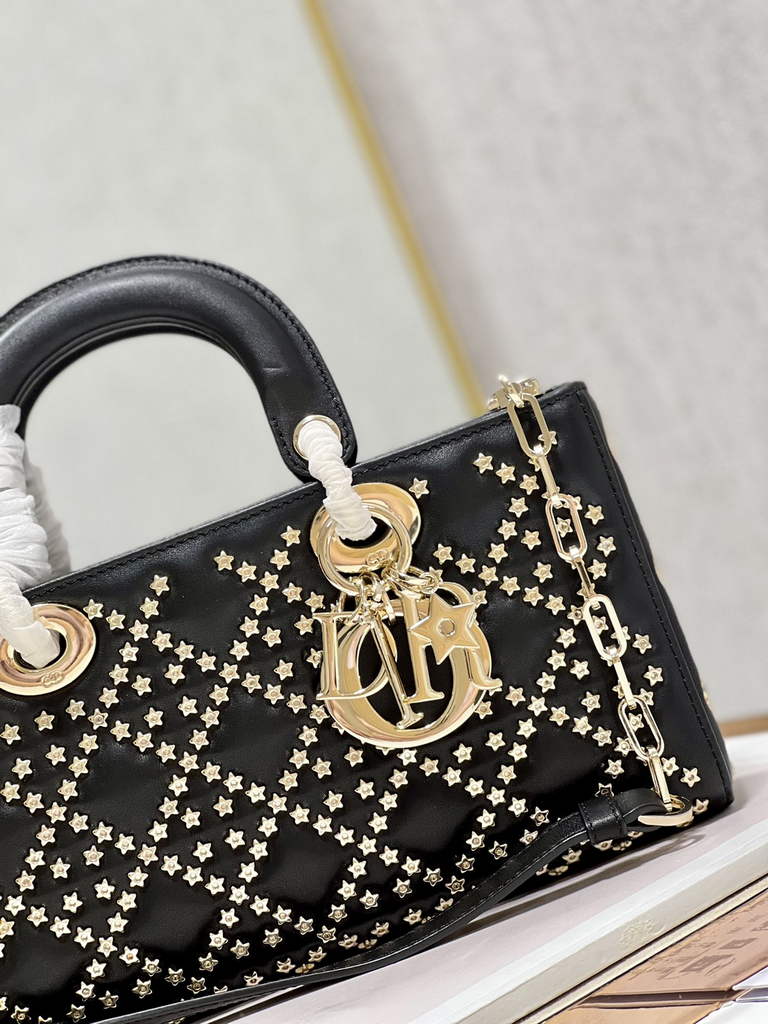 Dior M0540 Medium Lady D-Joy Bag Black Lucky Star Cannage Lambskin
