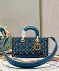 Dior M0540 Medium Lady D-Joy Bag Blue Lucky Star Cannage Lambskin