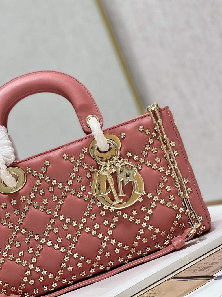 Dior M0540 Medium Lady D-Joy Bag Pink Lucky Star Cannage Lambskin