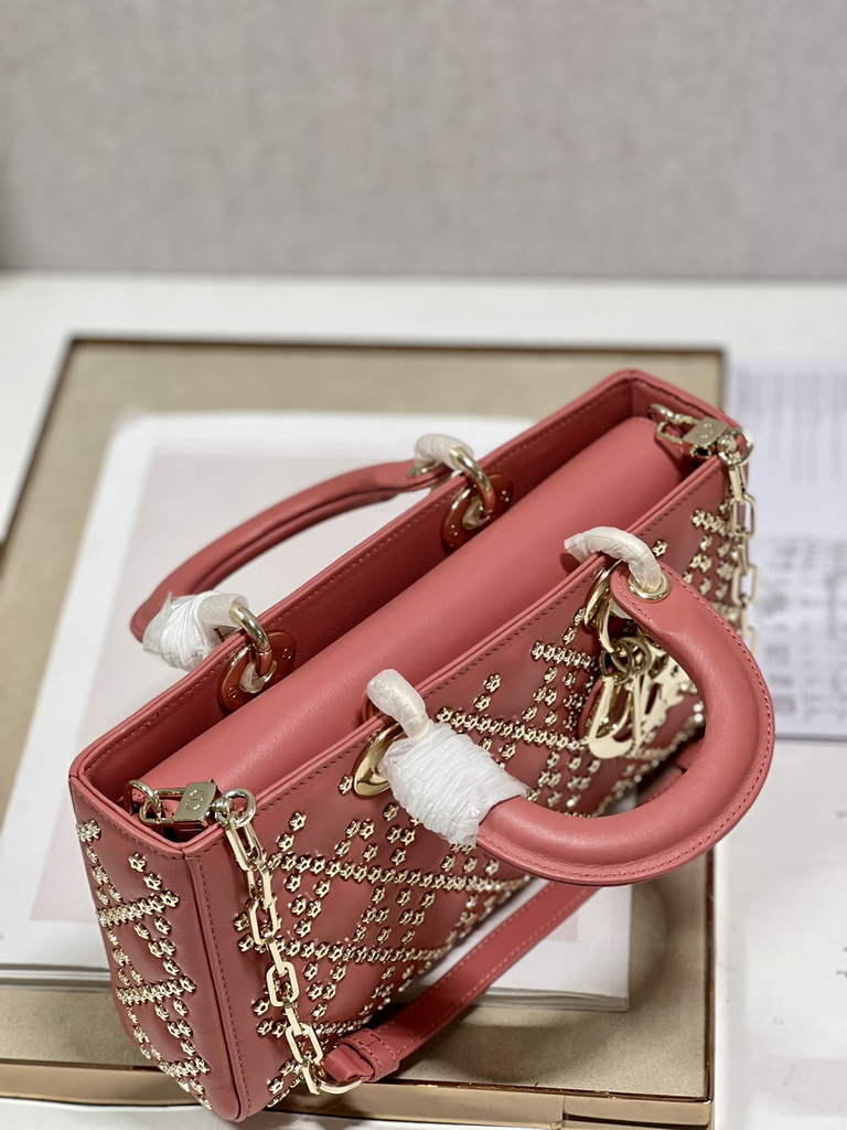 Dior M0540 Medium Lady D-Joy Bag Pink Lucky Star Cannage Lambskin