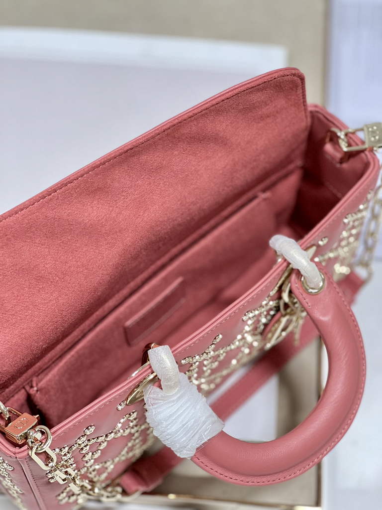 Dior M0540 Medium Lady D-Joy Bag Pink Lucky Star Cannage Lambskin