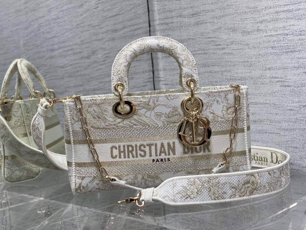 Dior M0540 Medium Lady D-Joy Bag Beige Multicolor Embroidery